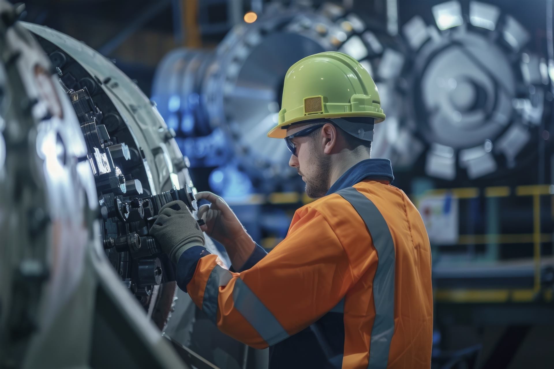 Técnico realizando mantenimiento a un equipo industrial